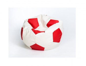 Кресло-мешок Мяч большой Экокожа бело-красное в Чебаркуле - chebarkul.mebel-74.com | фото
