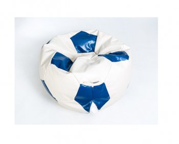 Кресло-мешок Мяч большой Экокожа бело-синее в Чебаркуле - chebarkul.mebel-74.com | фото