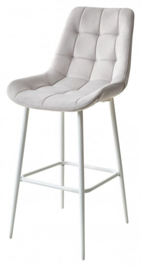 Барный стул ХОФМАН, цвет H-09 Светло-серый, велюр / белый каркас М-City в Чебаркуле - chebarkul.mebel-74.com | фото