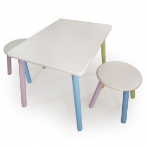 Детский комплект стол и два табурета круглых  (Белый, Белый, Цветной) в Чебаркуле - chebarkul.mebel-74.com | фото