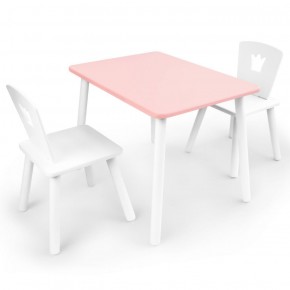 Комплект детской мебели стол и два стула Корона  (Розовый/Белый/Белый) в Чебаркуле - chebarkul.mebel-74.com | фото