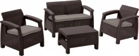 Комплект мебели Корфу сет (Corfu set) коричневый - серо-бежевый * в Чебаркуле - chebarkul.mebel-74.com | фото