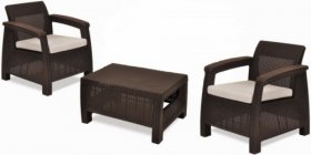 Комплект мебели Корфу Уикенд (Corfu Weekend) коричневый - серо-бежевый * в Чебаркуле - chebarkul.mebel-74.com | фото