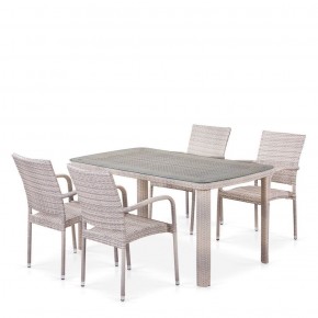 Комплект плетеной мебели T256C/Y376C-W85 Latte (4+1) + подушки на стульях в Чебаркуле - chebarkul.mebel-74.com | фото