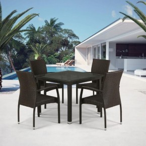 Комплект плетеной мебели T257A/YC379A-W53 Brown (4+1) + подушки на стульях в Чебаркуле - chebarkul.mebel-74.com | фото