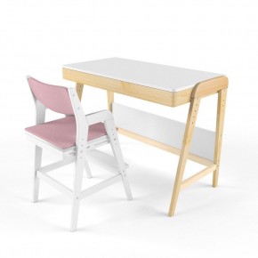 Комплект растущий стол и стул с чехлом 38 попугаев «Вуди» (Белый, Белый, Розовый) в Чебаркуле - chebarkul.mebel-74.com | фото
