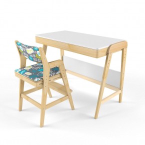 Комплект растущий стол и стул с чехлом 38 попугаев «Вуди» (Белый, Береза, Салют) в Чебаркуле - chebarkul.mebel-74.com | фото