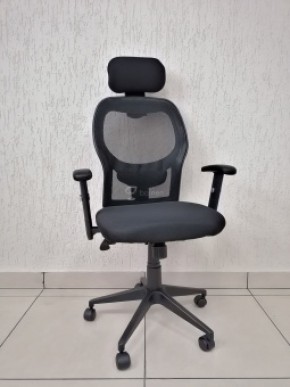 Кресло Barneo K-128 для персонала (черная ткань черная сетка) в Чебаркуле - chebarkul.mebel-74.com | фото