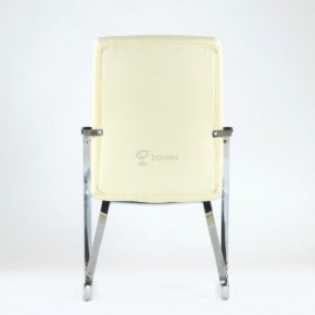 Кресло Barneo K-25 для посетителей и переговорных (хром, бежевая экокожа) в Чебаркуле - chebarkul.mebel-74.com | фото