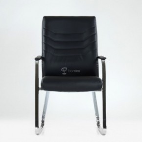 Кресло Barneo K-25 для посетителей и переговорных (хром, черная экокожа) в Чебаркуле - chebarkul.mebel-74.com | фото