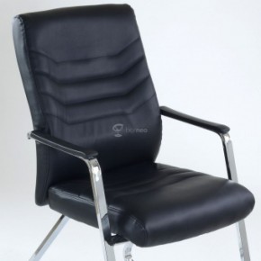Кресло Barneo K-25 для посетителей и переговорных (хром, черная экокожа) в Чебаркуле - chebarkul.mebel-74.com | фото