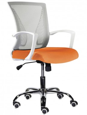 Кресло BRABIX "Wings MG-306", пластик белый, хром, сетка, серое/оранжевое, 532011 в Чебаркуле - chebarkul.mebel-74.com | фото