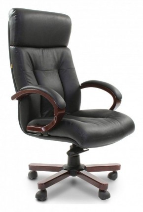 Кресло для руководителя Chairman 421 черный/орех темный, черный в Чебаркуле - chebarkul.mebel-74.com | фото