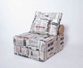 Кресло-кровать-пуф бескаркасное Прайм (Газета) в Чебаркуле - chebarkul.mebel-74.com | фото