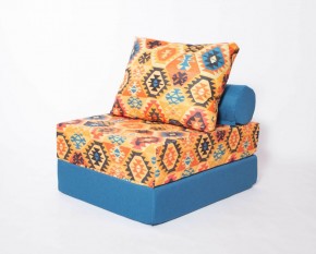 Кресло-кровать-пуф бескаркасное Прайм (мехико желтый-морская волна) в Чебаркуле - chebarkul.mebel-74.com | фото