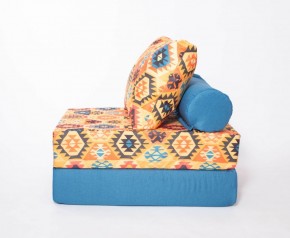 Кресло-кровать-пуф бескаркасное Прайм (мехико желтый-морская волна) в Чебаркуле - chebarkul.mebel-74.com | фото