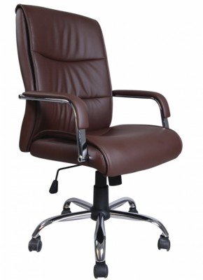 Кресло офисное BRABIX "Space EX-508" (экокожа, хром, коричневое) 531164 в Чебаркуле - chebarkul.mebel-74.com | фото
