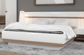 Кровать 160/TYP 94-01 с подъемником, LINATE ,цвет белый/сонома трюфель в Чебаркуле - chebarkul.mebel-74.com | фото