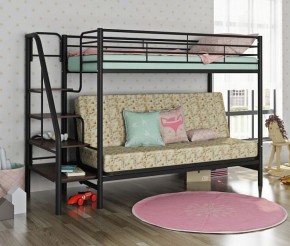 Кровать двухъярусная с диваном "Мадлен-3" (Черный/Серый) в Чебаркуле - chebarkul.mebel-74.com | фото