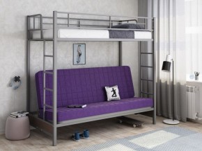 Кровать двухъярусная с диваном "Мадлен" (Серый/Фиолетовый) в Чебаркуле - chebarkul.mebel-74.com | фото