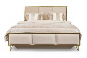 Кровать Lara 1600 с мягким изголовьем + основание (бежевый глянец) в Чебаркуле - chebarkul.mebel-74.com | фото