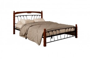 Кровать "Муза 1" КМД10 Черная (1600*2000) (ножки-махагон) с коваными изделиями в Чебаркуле - chebarkul.mebel-74.com | фото