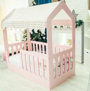 Кровать-домик без ящика 800*1600 (Розовый) в Чебаркуле - chebarkul.mebel-74.com | фото