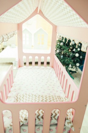 Кровать-домик без ящика 800*1600 (Розовый) в Чебаркуле - chebarkul.mebel-74.com | фото