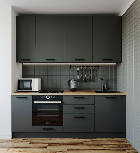 Кухонный гарнитур Антрацит 2200 (Стол. 38мм) в Чебаркуле - chebarkul.mebel-74.com | фото