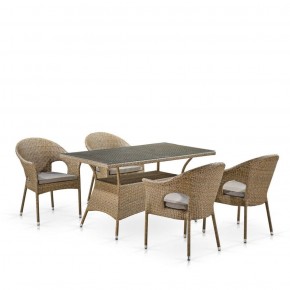Обеденный комплект плетеной мебели T198B/Y79B-W56 Light Brown (4+1) в Чебаркуле - chebarkul.mebel-74.com | фото