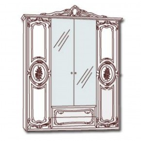 Шкаф 4-х дверный с зеркалами (01.144) Роза (могано) в Чебаркуле - chebarkul.mebel-74.com | фото