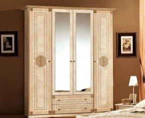 Шкаф 4-х дверный с зеркалами (02.144) Рома (беж) в Чебаркуле - chebarkul.mebel-74.com | фото