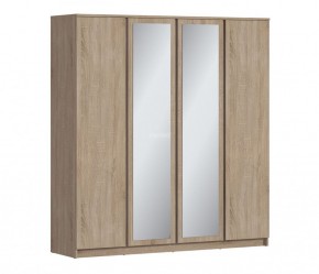 Шкаф 4х дверный с зеркалами Веста СБ-3082 (Дуб Сонома) в Чебаркуле - chebarkul.mebel-74.com | фото