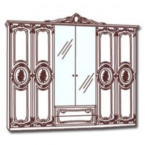 Шкаф 6-и дверный с зеркалами (01.146) Роза (беж) в Чебаркуле - chebarkul.mebel-74.com | фото