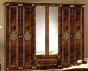 Шкаф 6-и дверный с зеркалами (02.146) Рома (орех) в Чебаркуле - chebarkul.mebel-74.com | фото