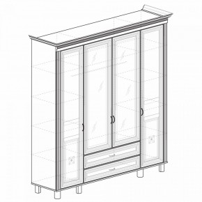 Шкаф для одежды 4-дверный с зеркалом №493 Марлен кремовый белый в Чебаркуле - chebarkul.mebel-74.com | фото