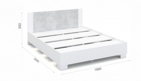 Спальня Аврора Кровать 160 со встроенным основанием под матрас Белый/Ателье светлый в Чебаркуле - chebarkul.mebel-74.com | фото
