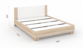 Спальня Аврора Кровать 160 со встроенным основанием под матрас Дуб сонома/Белый в Чебаркуле - chebarkul.mebel-74.com | фото