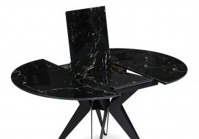Стол стеклянный Рикла 110(150)х110х76 черный мрамор / черный в Чебаркуле - chebarkul.mebel-74.com | фото