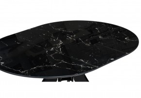 Стол стеклянный Рикла 110(150)х110х76 черный мрамор / черный в Чебаркуле - chebarkul.mebel-74.com | фото